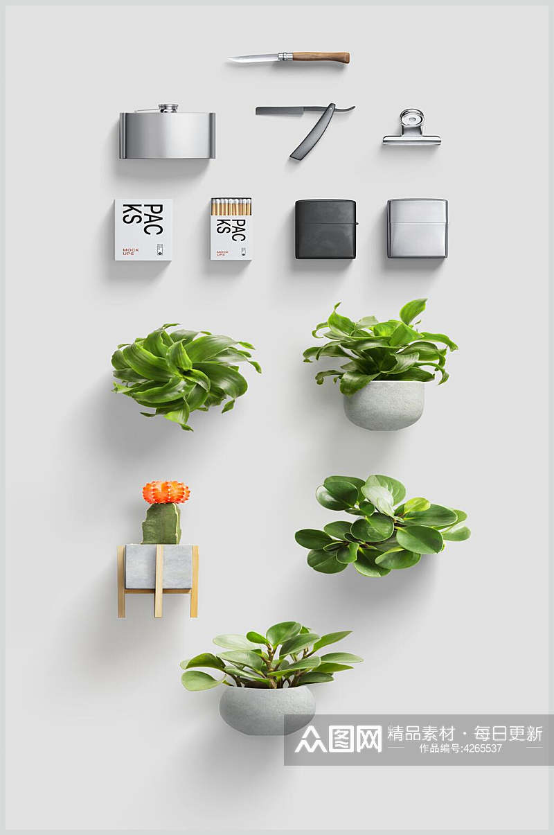 盆栽绿色方形高端创意家居物料素材素材