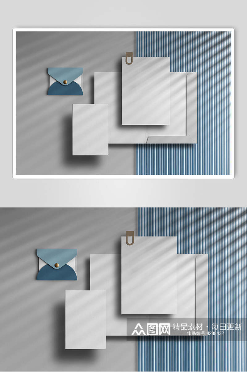 简约信封企业办公用品整套VI样机素材