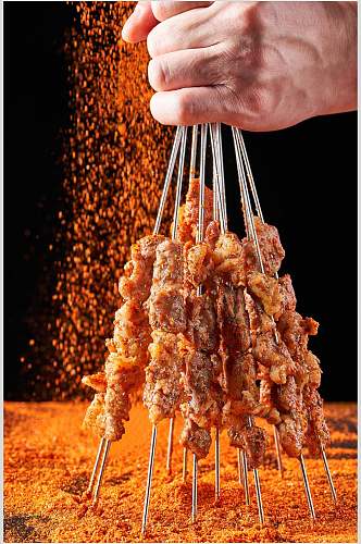 羊肉串烤串美食图片