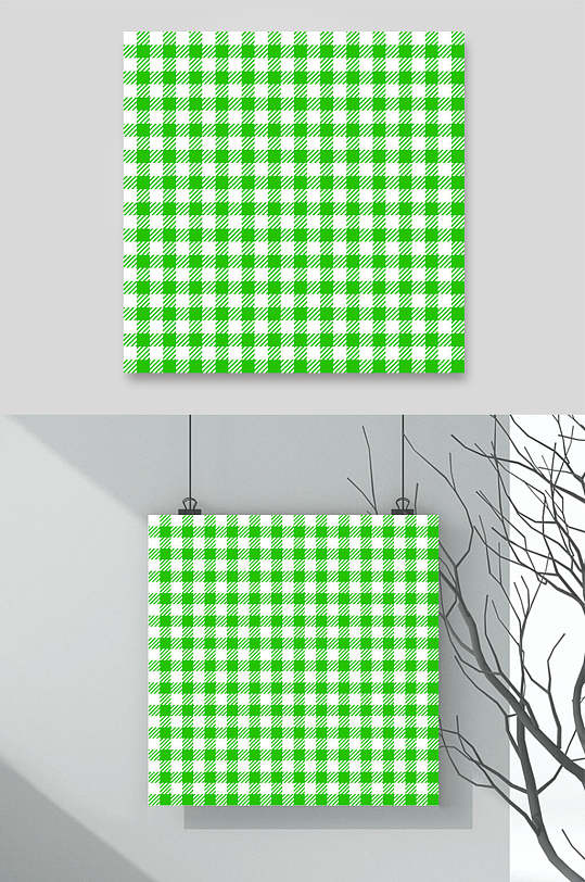 清新绿色英伦彩色格子图案矢量素材