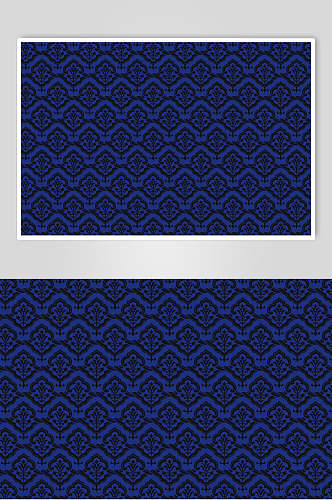 蓝色花纹古典日式纹样矢量素材