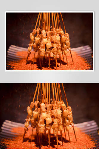五花肉烤串美食图片
