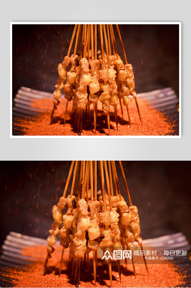 五花肉烤串美食图片素材