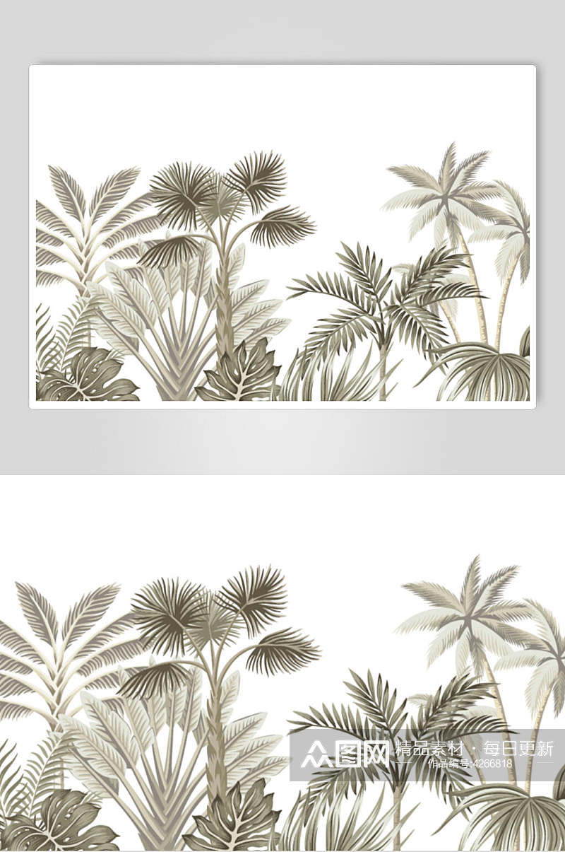 树叶手绘卡通热带植物矢量素材素材