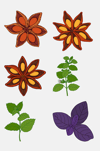 紫色树叶卡通植物插画免抠素材