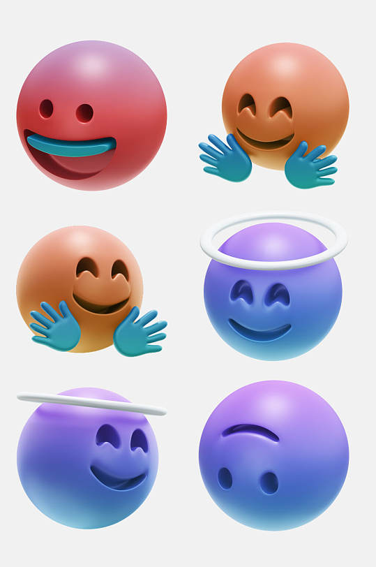 渐变趣味表情包免抠素材