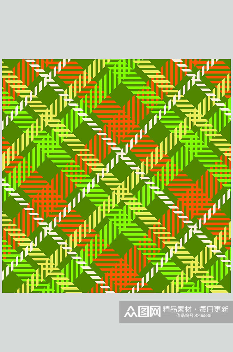 线条绿黄英伦彩色格子图案矢量素材素材