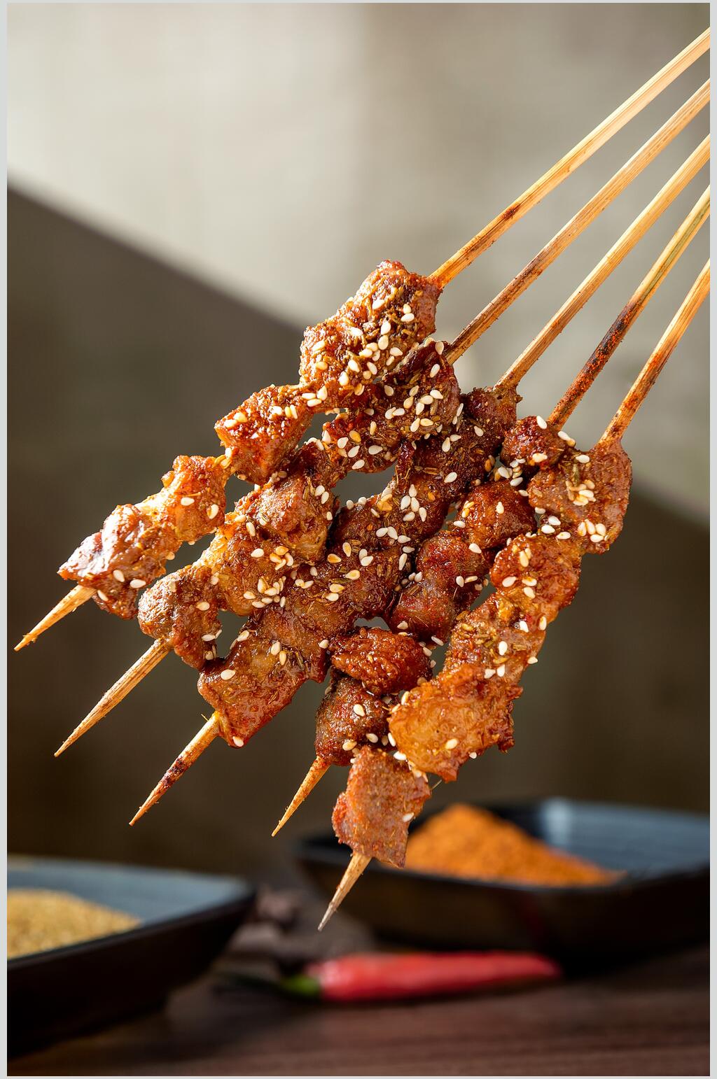 美味羊肉串芝麻烤串美食图片素材