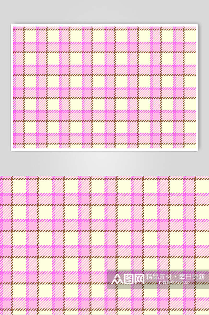 粉黄英伦彩色格子图案矢量素材素材