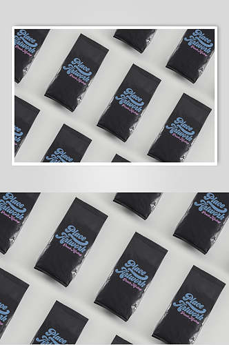 黑蓝色英文字母方形零食包装样机