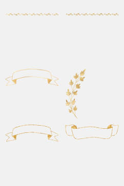 植物标题金箔花卉边框免抠设计素材