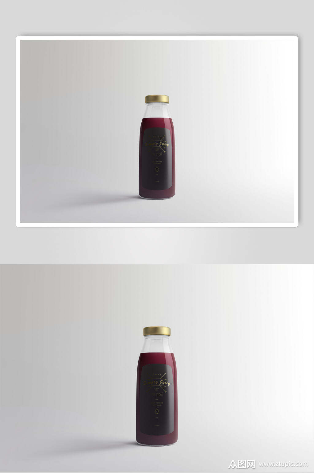 液体英文字母阴影灰饮料瓶样机素材