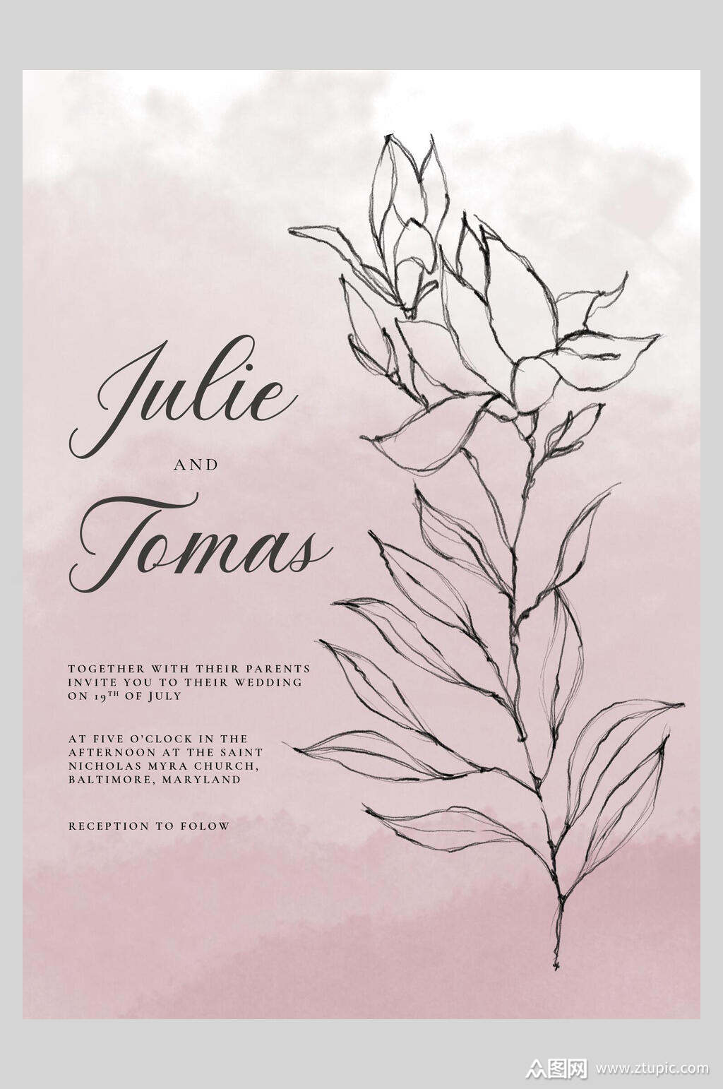 手绘邀请函请柬海报模板下载-编号4269384-众图网