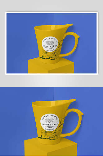 黄色立体陶瓷马克杯样机