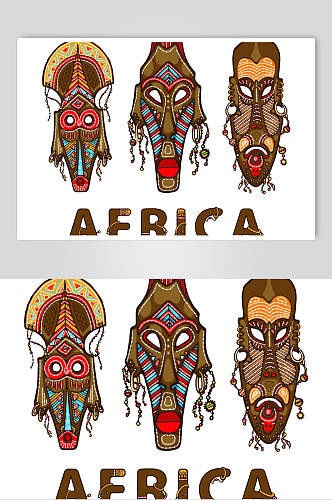 手绘创意非洲面具图腾矢量素材