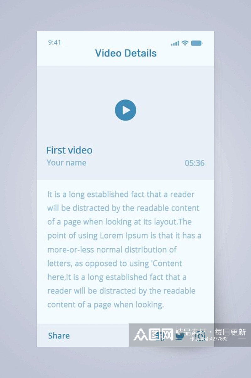手机英文视频UI界面设计素材