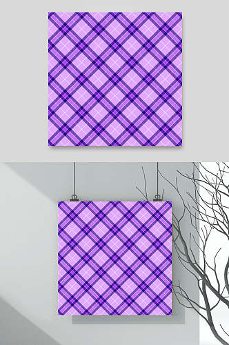 紫色清新英伦彩色格子图案矢量素材
