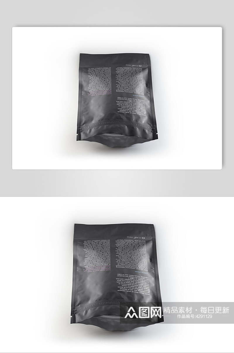 膨化袋英文字母黑零食包装样机素材