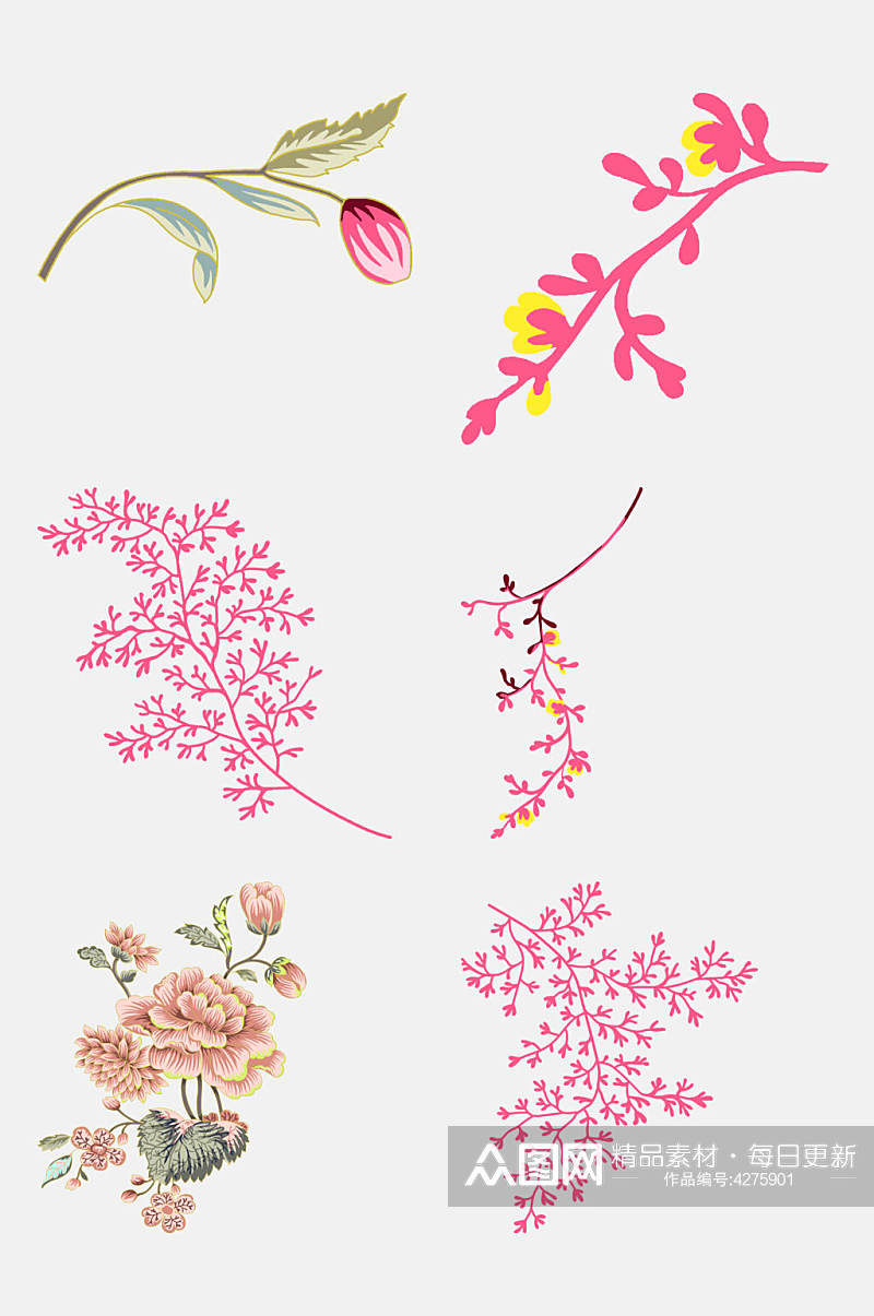 小清新手绘水彩唯美花卉免抠素材素材