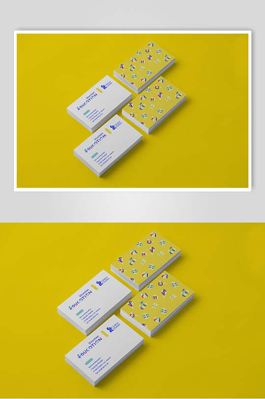 长方形卡片英文字母黄色VI样机