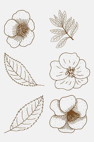 线条手绘植物花卉线稿免抠素材