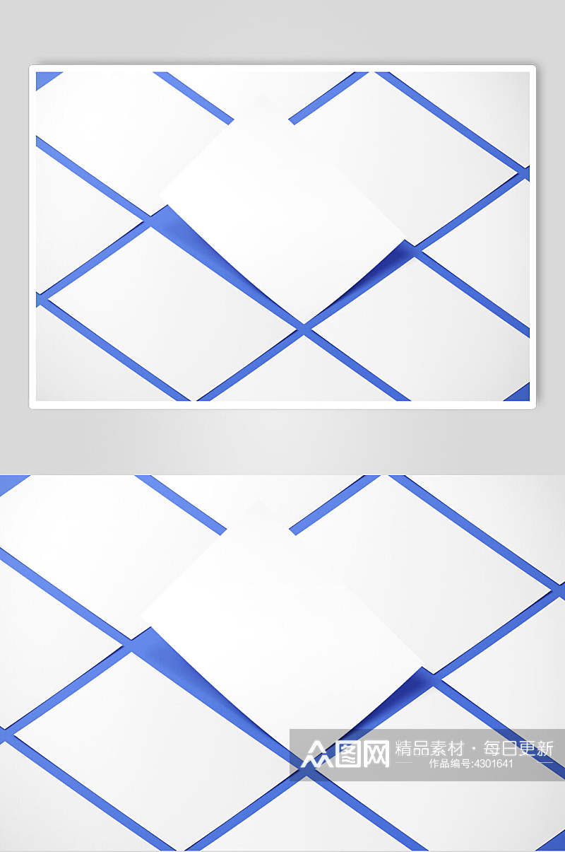 长方形纸张白色卡片名片排版样机素材
