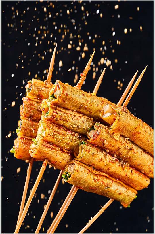 炸菜卷烤串美食图片