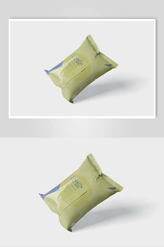 膨化袋英文字母绿零食包装样机