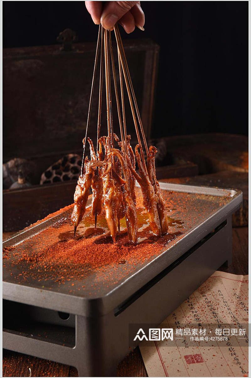 鸭舌烤串美食食品图片素材