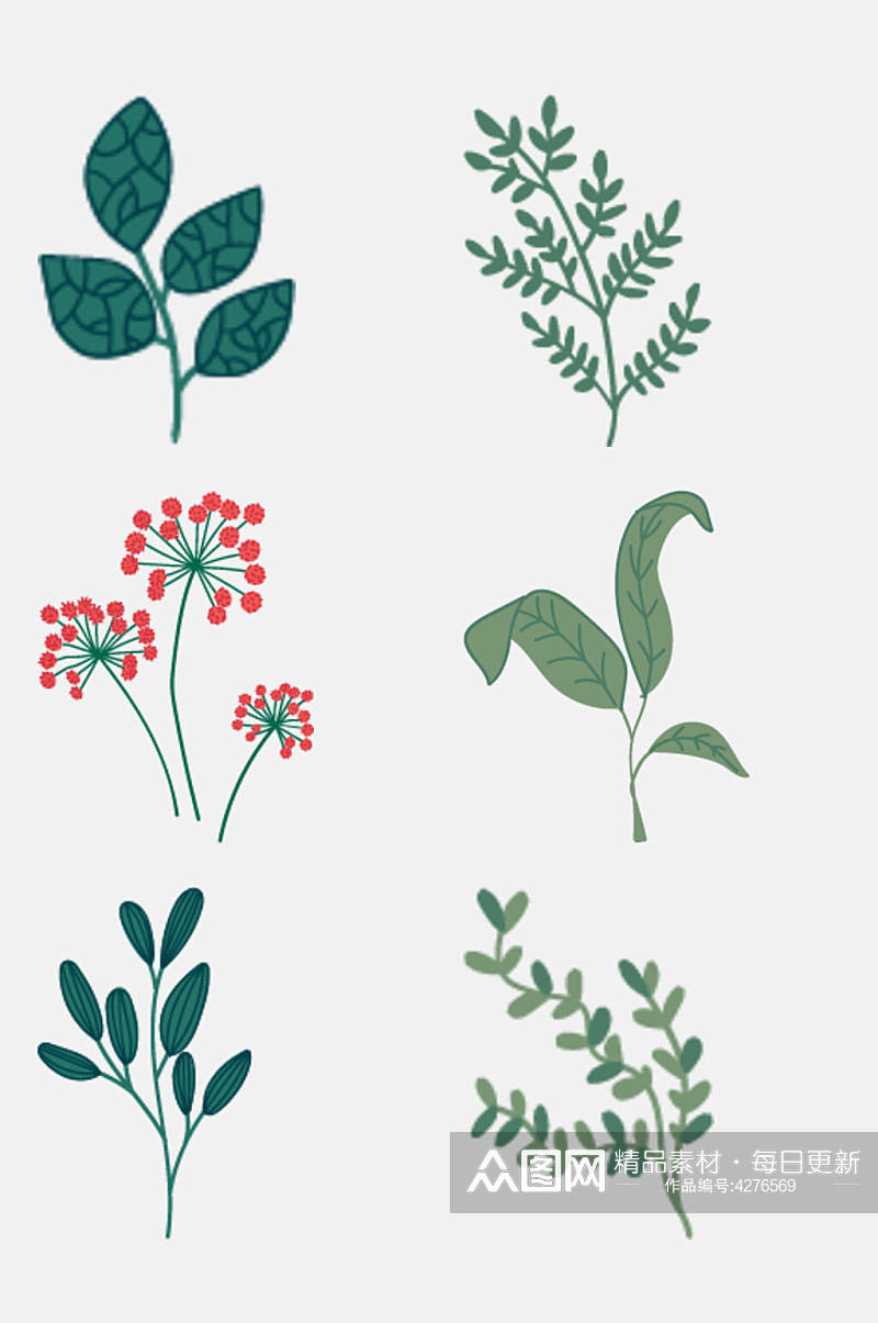 创意绿色清新花卉免抠设计素材素材