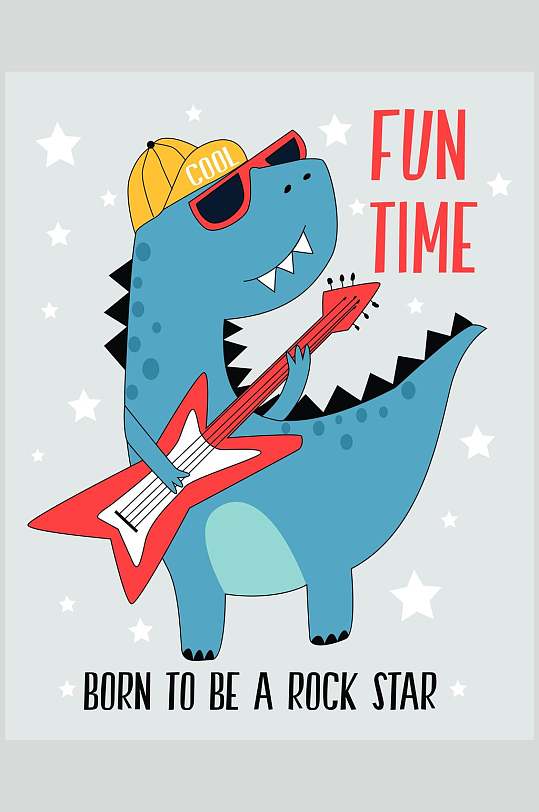 音乐可爱高端创意矢量恐龙插画素材