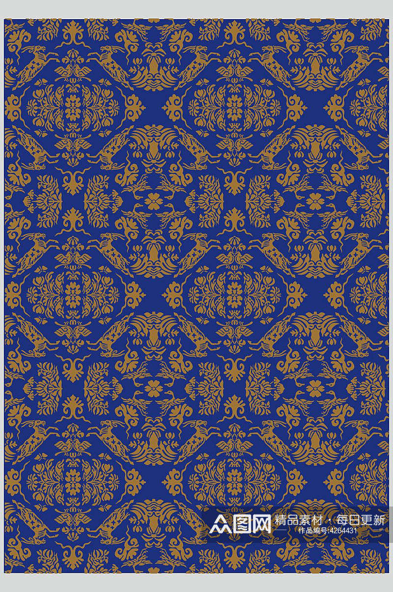 花纹蓝中国风纹理图案矢量素材素材