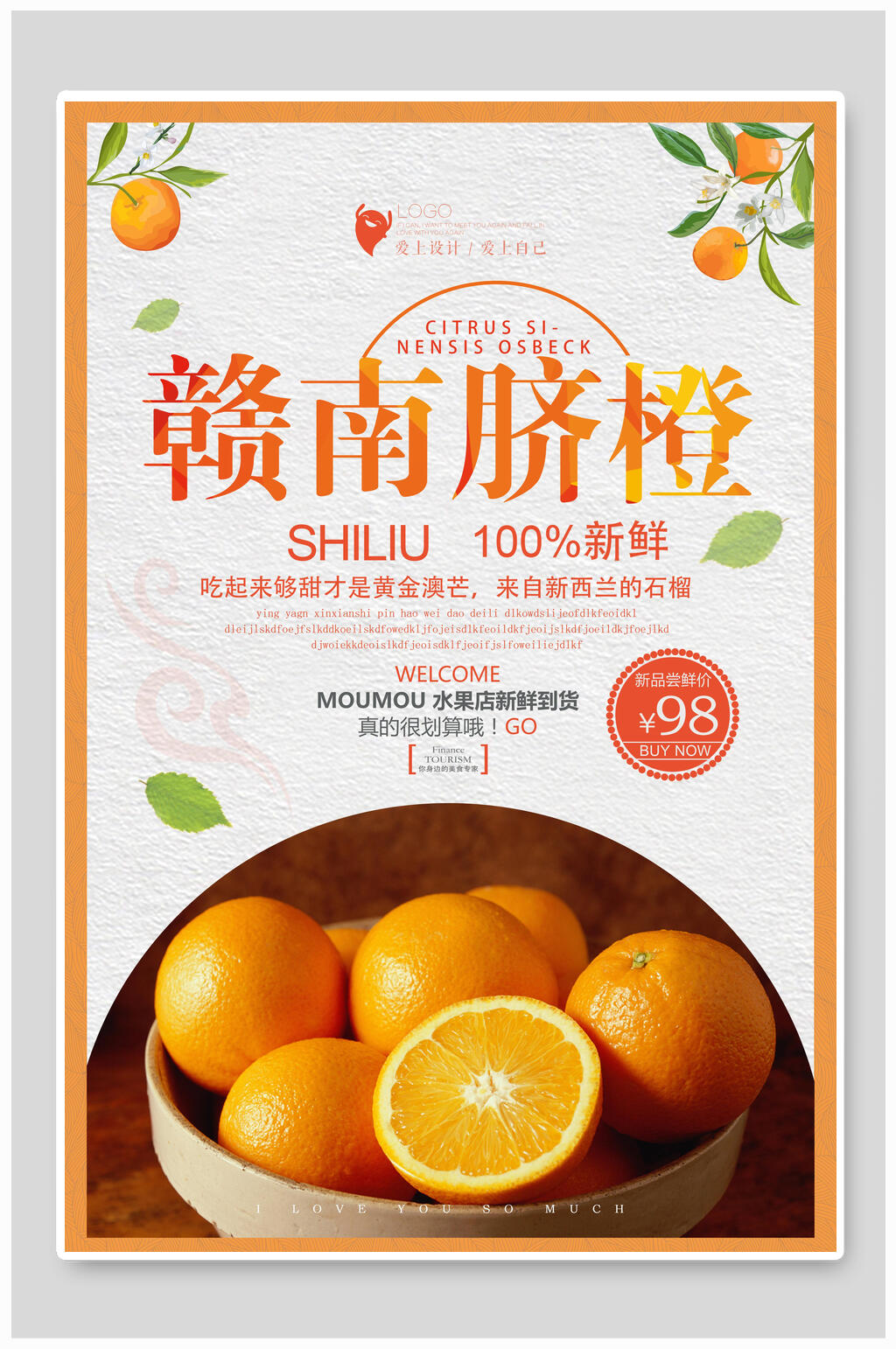 赣南脐橙橙子果汁海报素材