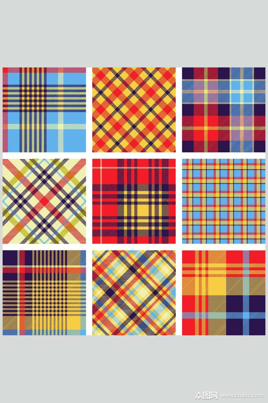 线条英伦彩色格子图案矢量素材素材