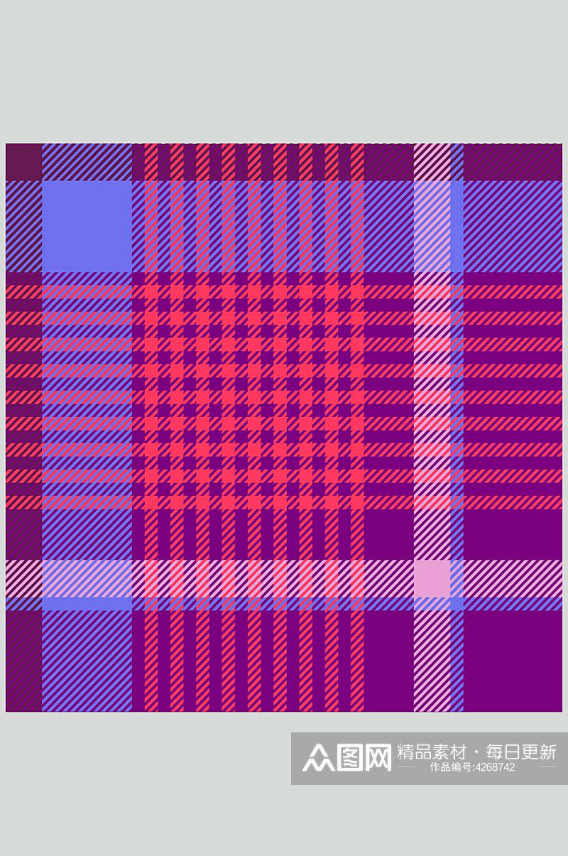 红紫清新英伦彩色格子图案矢量素材素材