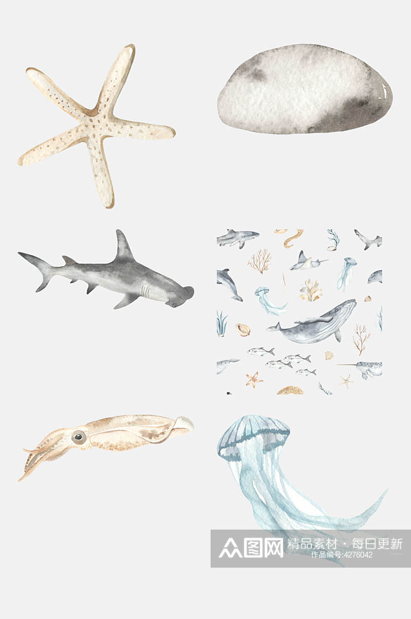 唯美水母海底动物免抠素材素材
