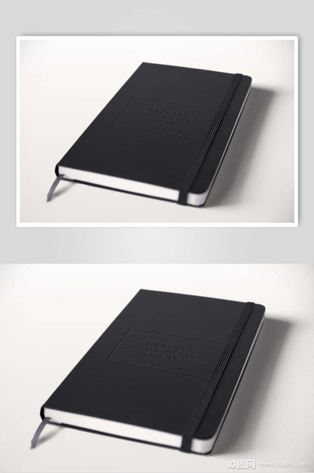黑色皮质记事本样机素材