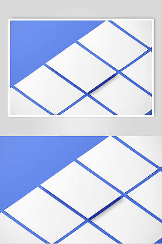 长方形蓝白色卡片名片排版样机