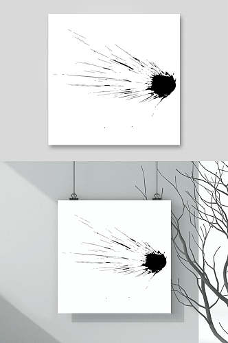 树枝涂鸦方形黑色泼墨矢量素材