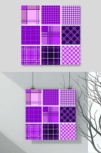 紫色线条英伦彩色格子图案矢量素材