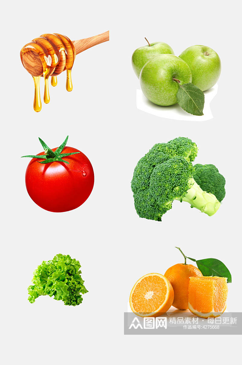 西红柿西蓝花新鲜食材果蔬免抠素材素材