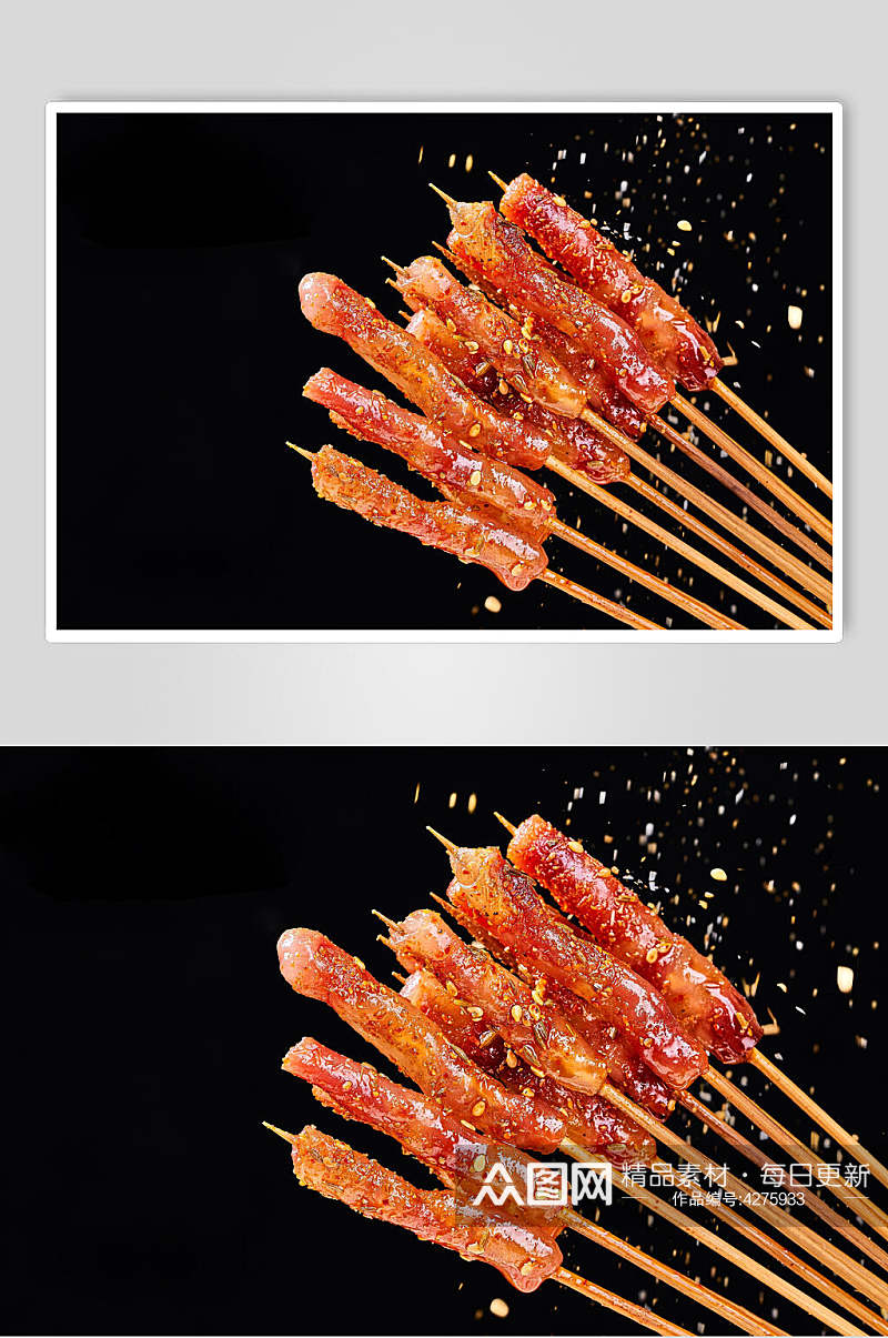 黑底烤虾烤串美食食品图片素材