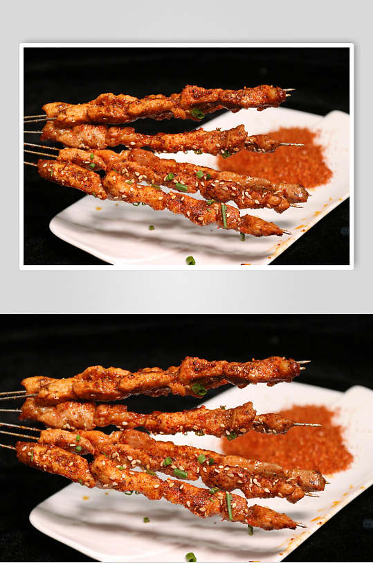 香辣烤肉美食高清图片