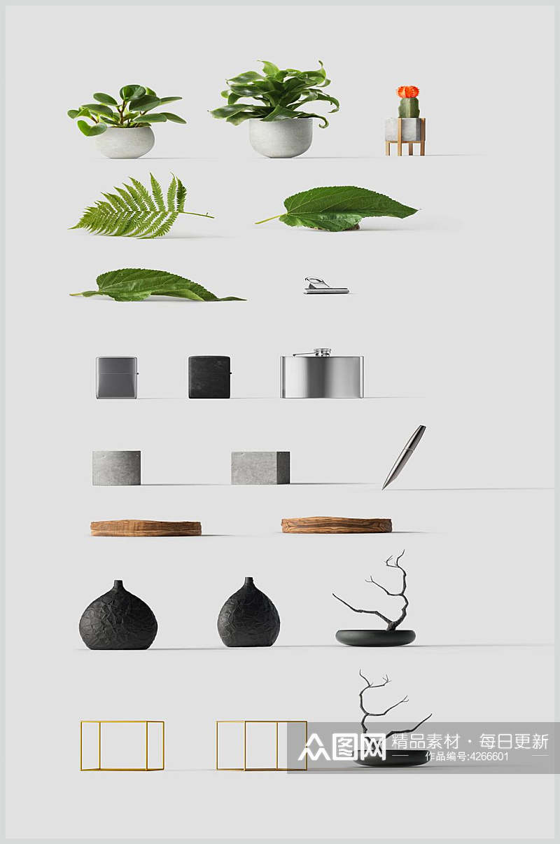 摆件灰色植物高端创意家居物料素材素材