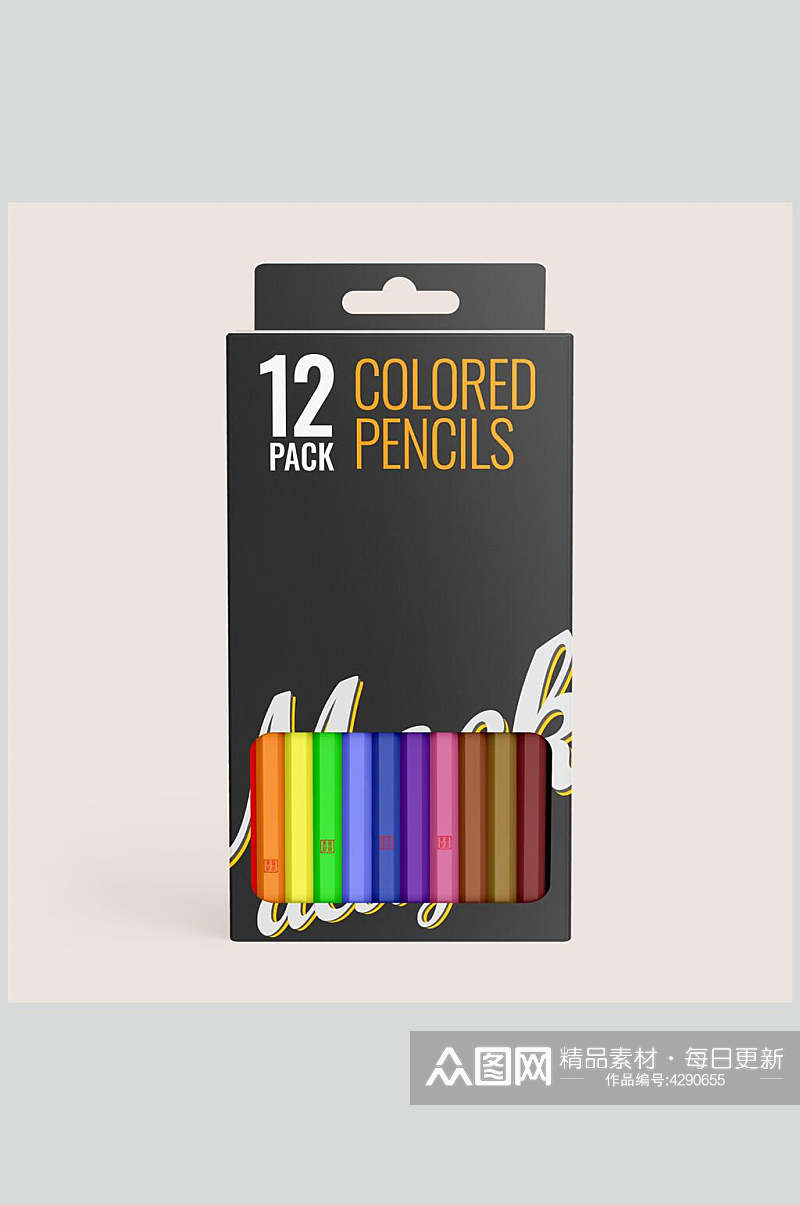 彩色铅笔正面样机素材