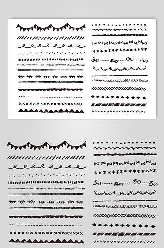 黑白简约高级感手绘卡通分割线素材