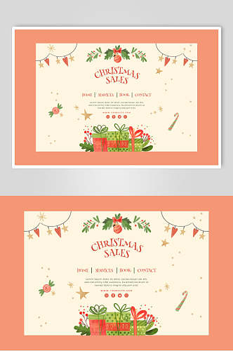 礼盒英文高端创意橙圣诞节卡片素材