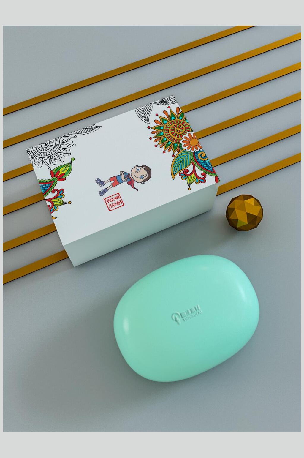圆形边角英文字母简约包装设计样机素材