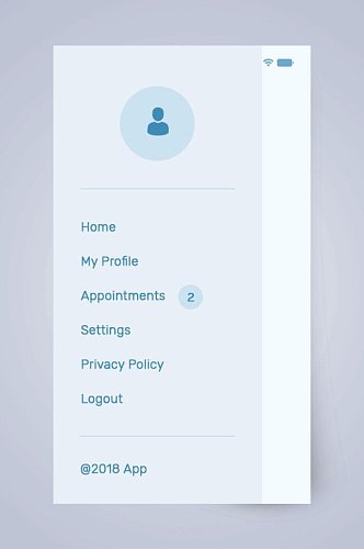 淡蓝色英文手机UI界面设计
