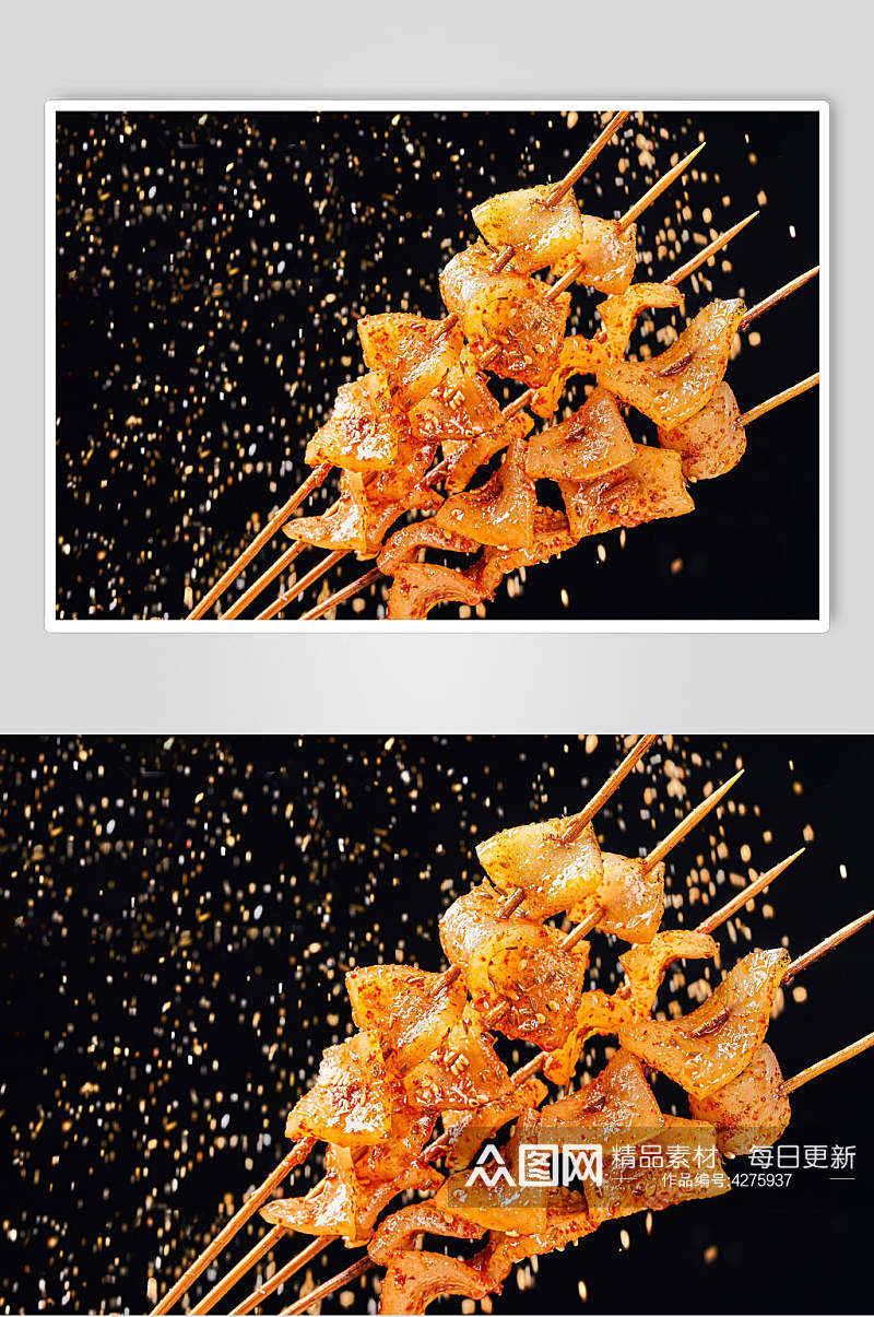 猪皮烤串美食食品图片素材